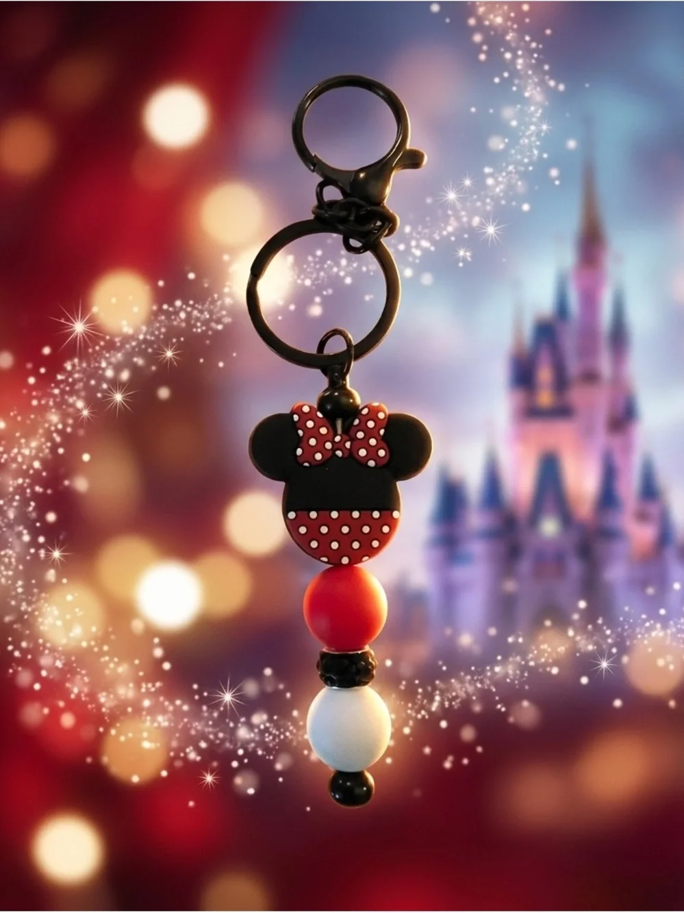 Minnie Mouse Inspired Red & White Polka Dot Keychain Key Holder